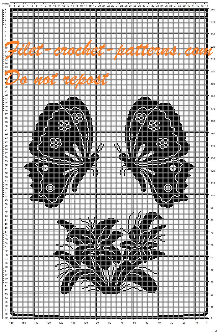 Filet crochet pattern butterfly curtain