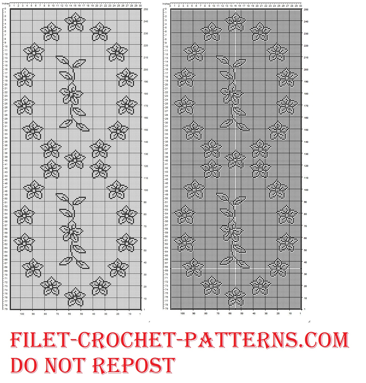 Filet crochet table runner with flowers free pattern