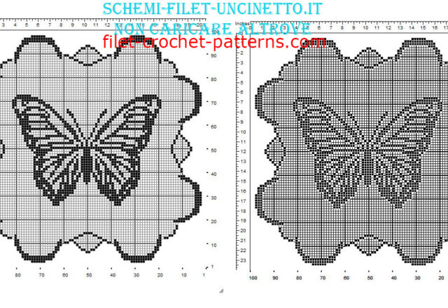 Filet doily with butterfly and clouds border free pattern 100 squares