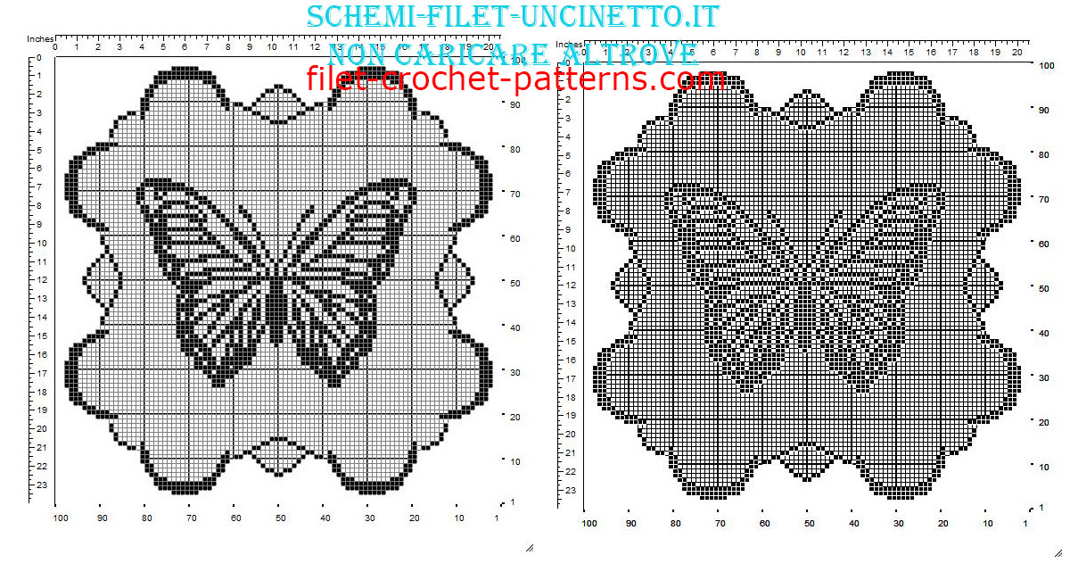 Filet doily with butterfly and clouds border free pattern 100 squares