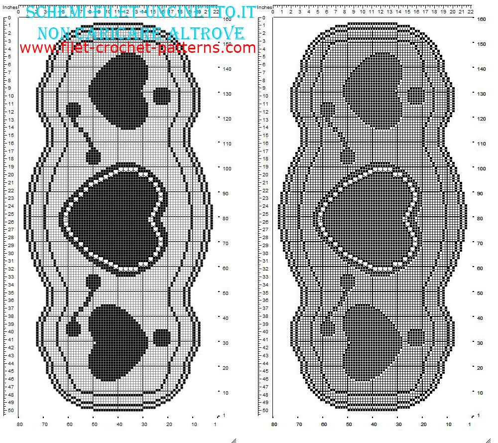 Filet oval doily free with three different sizes hearts