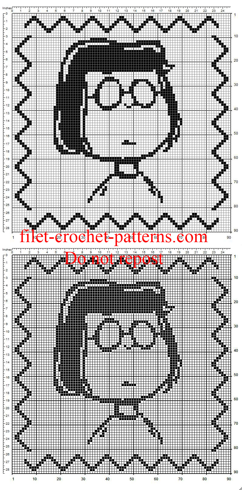 Free boy girl crochet filet pillow cushion with Peanuts Marcie