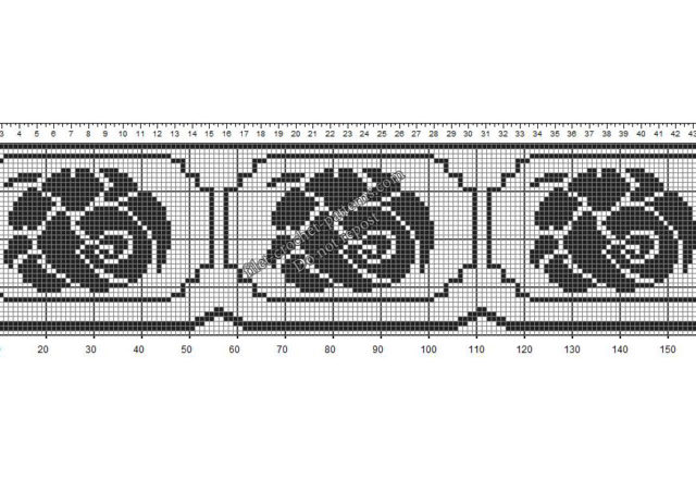 Free crochet filet border pattern with roses