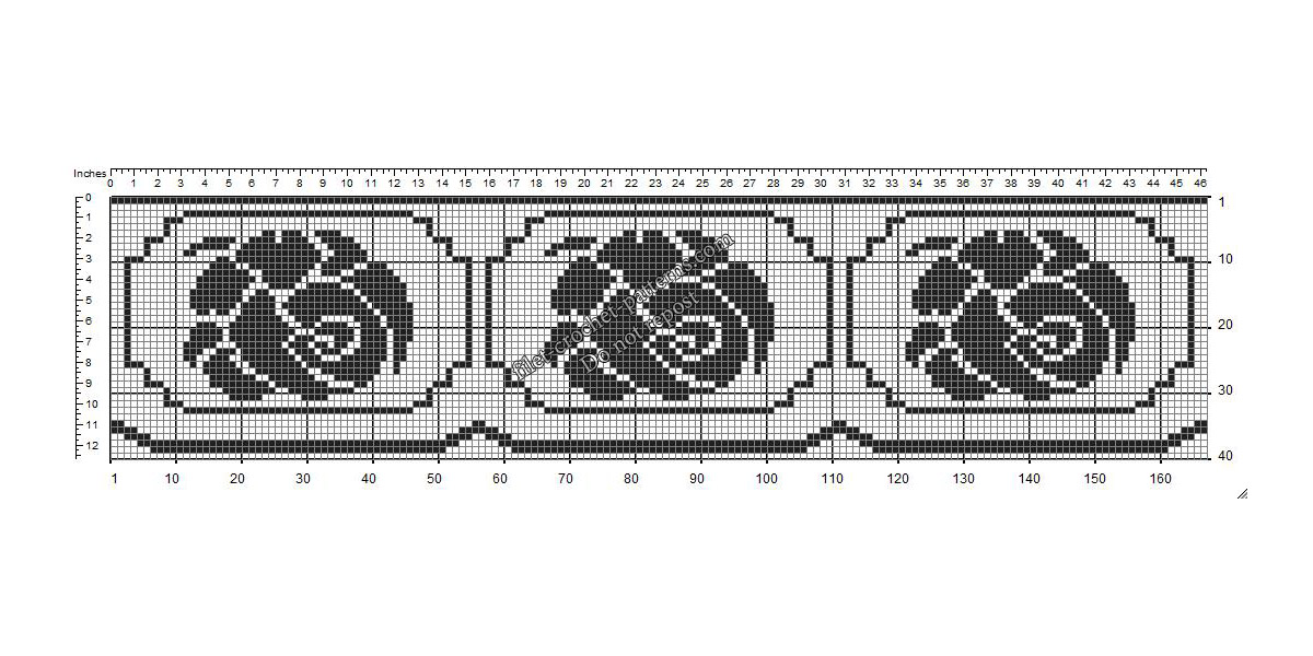 Free crochet filet border pattern with roses