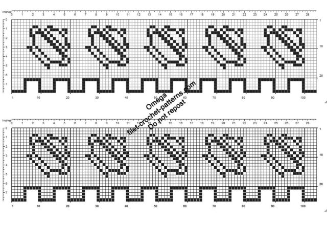 Free crochet filet border pattern with vintage soup pots