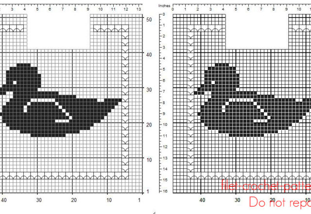 Free crochet filet pattern baby bib with duck