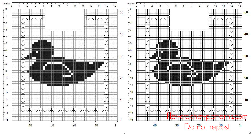 Free crochet filet pattern baby bib with duck