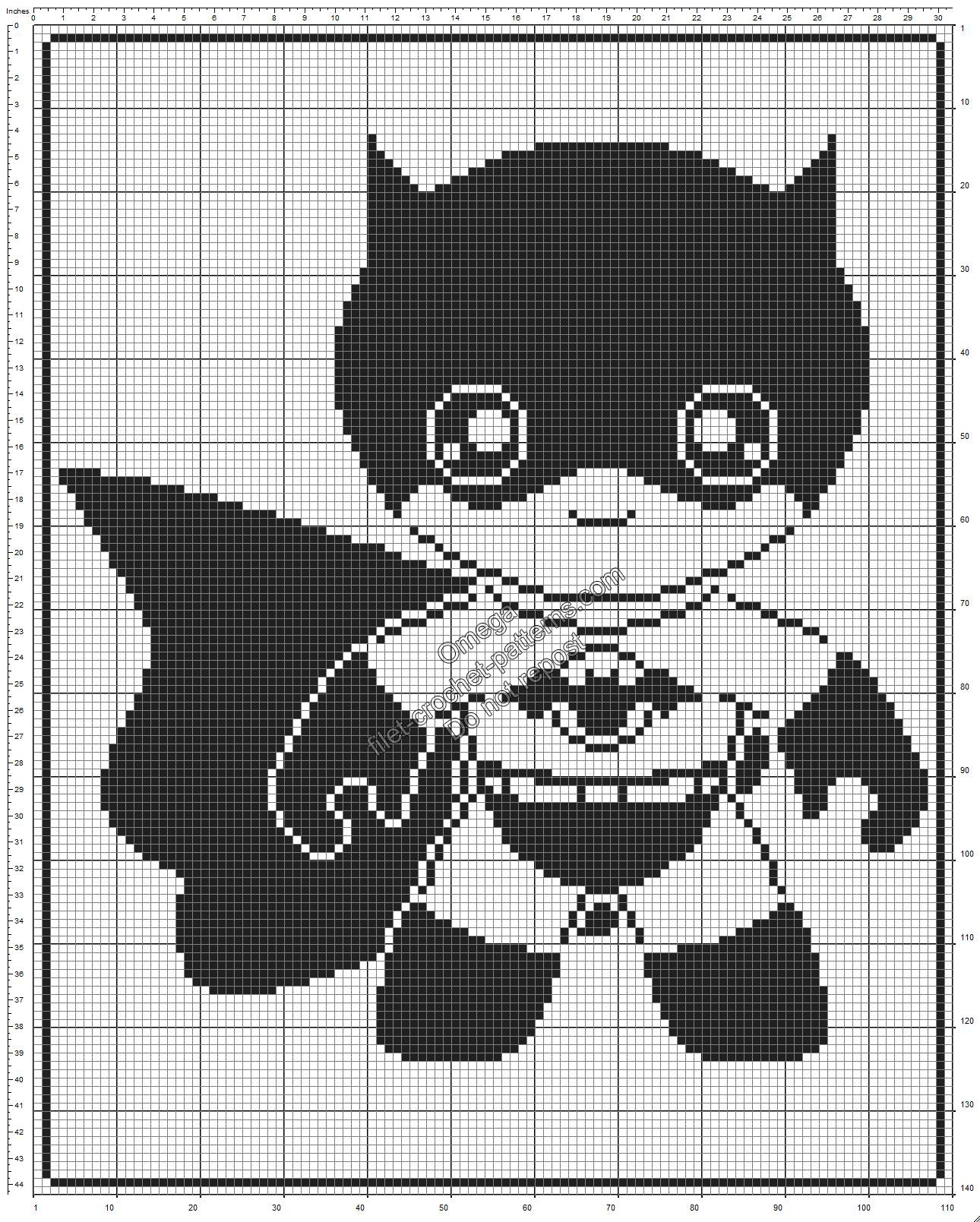 Free crochet filet pattern baby blanket with Baby Batman Superhero 108x138