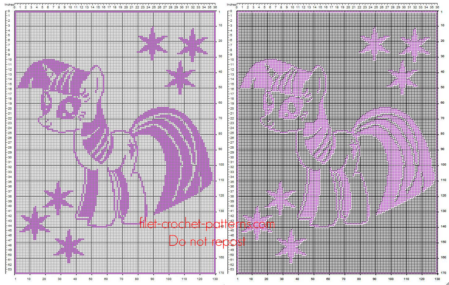 Free crochet filet pattern baby blanket with Twilight Sparkle from My Little Pony