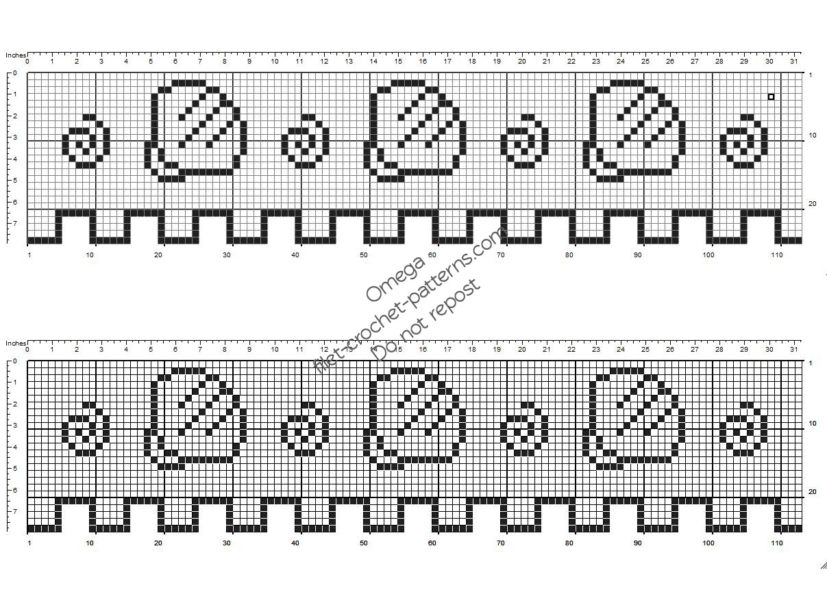 Free crochet filet pattern border with seashells