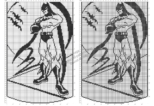 Free crochet filet pattern curtains with Superhero Batman 98x149