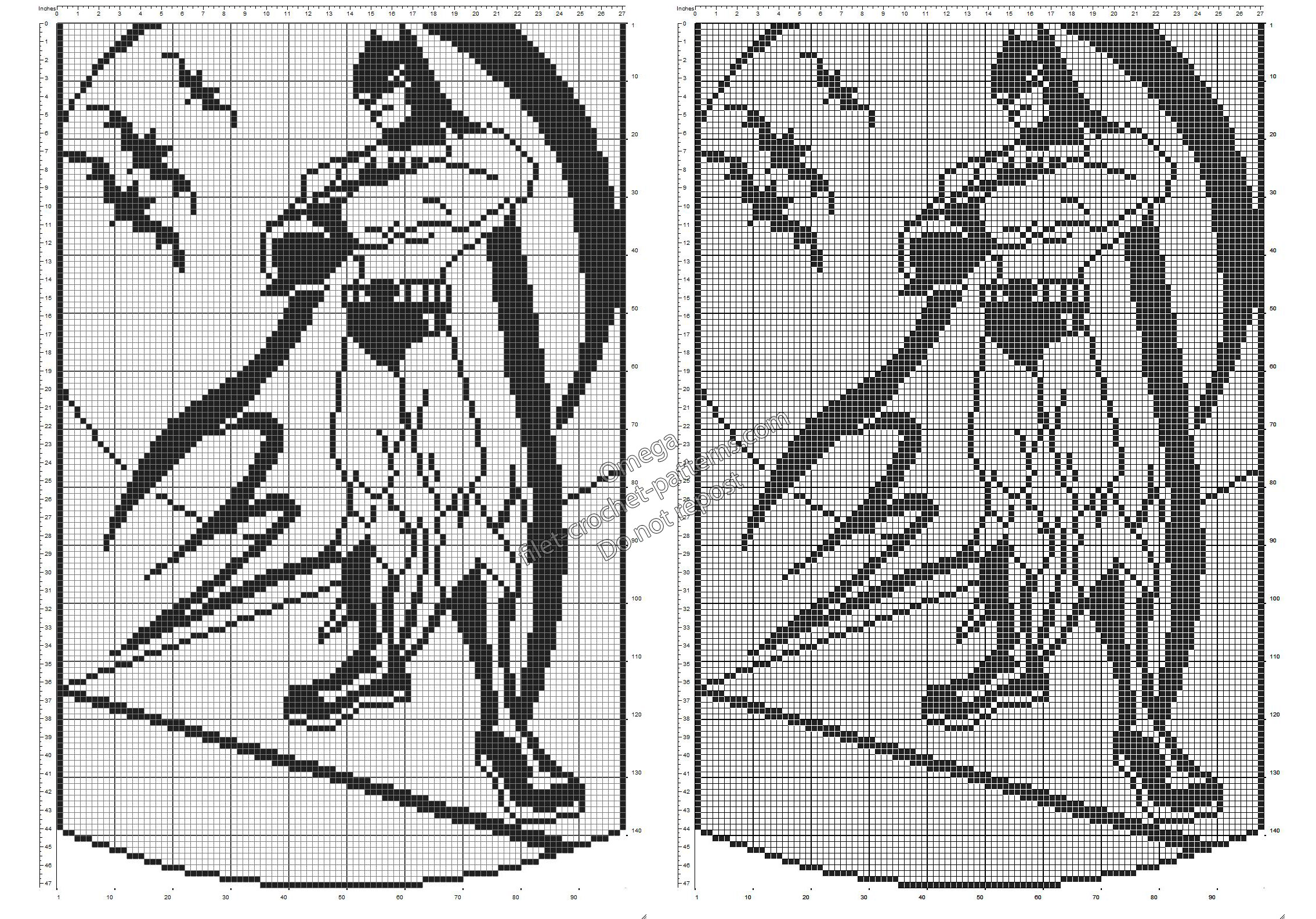 Free crochet filet pattern curtains with Superhero Batman 98x149