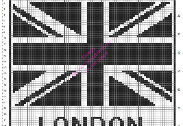 Free crochet filet pattern home pillow with London flag