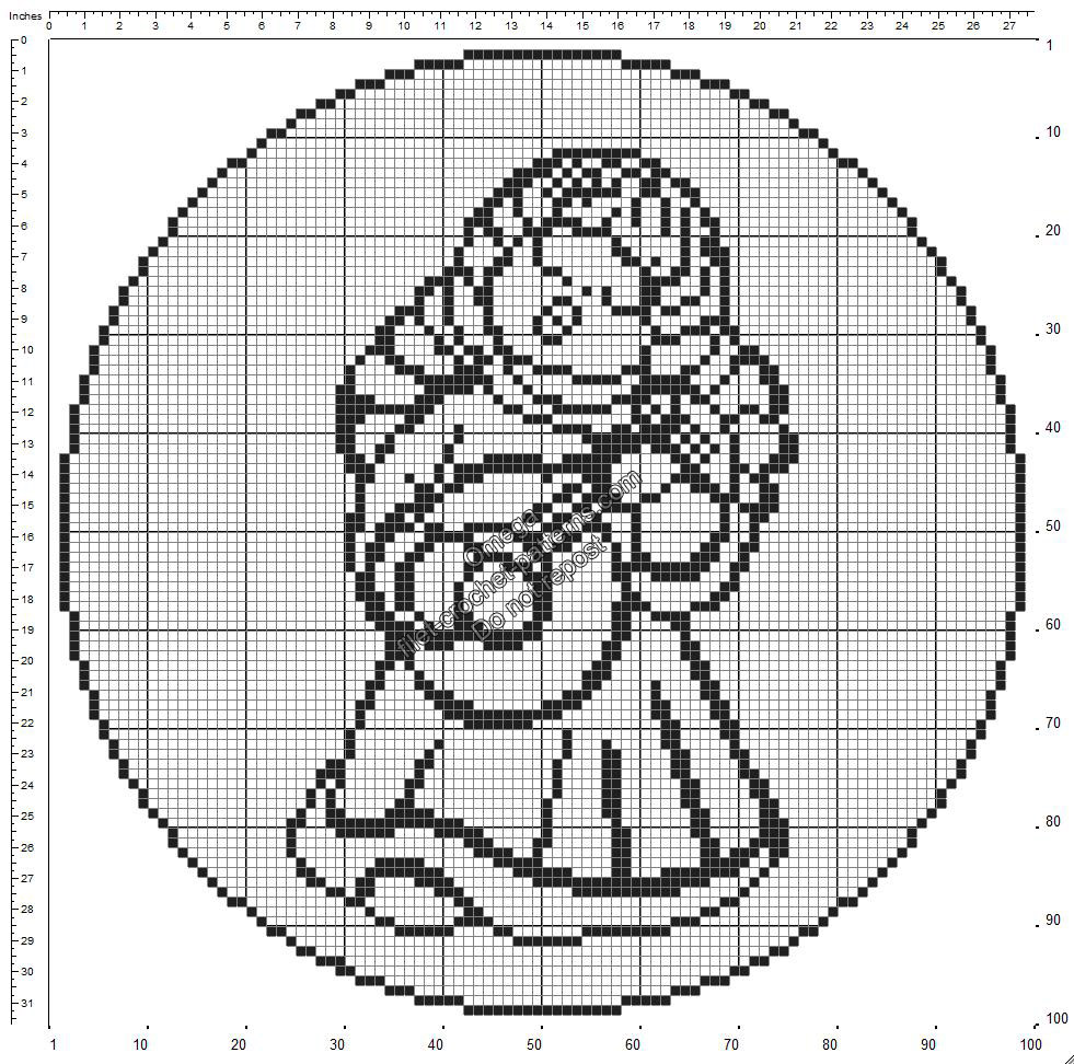 Free crochet filet pattern round doily with Thun Angel 100x100