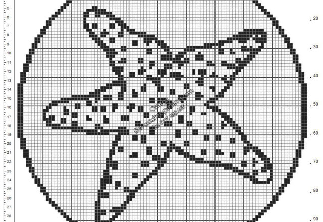 Free crochet filet pattern round shape doily with starfish