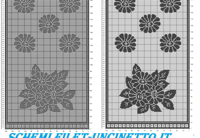 Free filet corchet pattern curtains with sunflowers