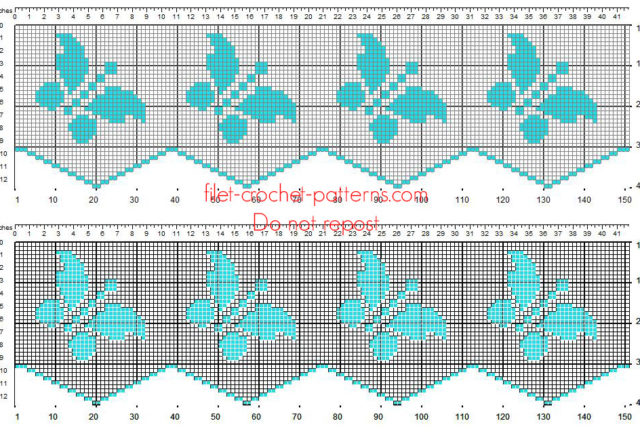 Free filet crochet border with light blue butterflies free download