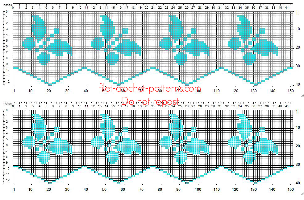 Free filet crochet border with light blue butterflies free download