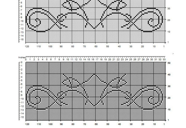 Free filet crochet border with soft lines width 31 squares