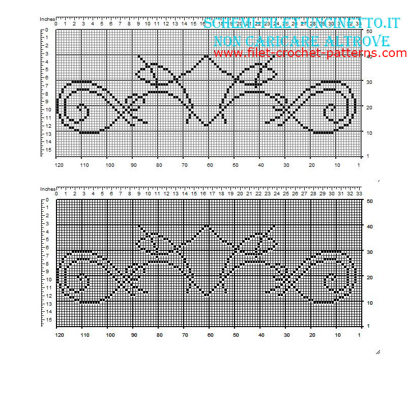 Free filet crochet border with soft lines width 31 squares