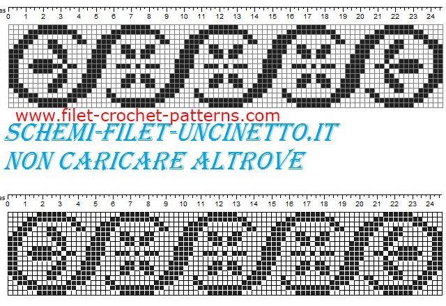 Free filet crochet border with weaves and small flowers free download