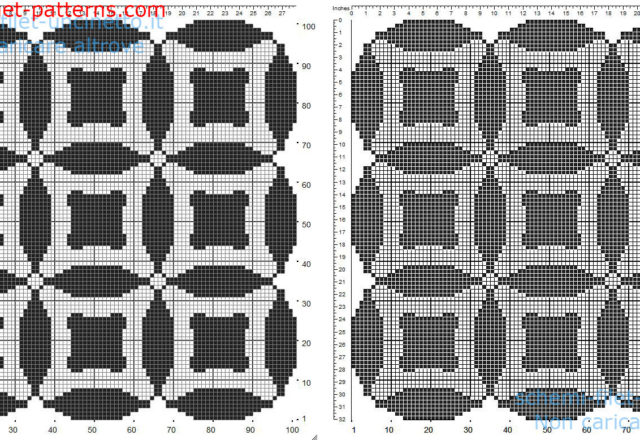 Free filet crochet doily pattern square shape with circles and geometric shapes 101 squares