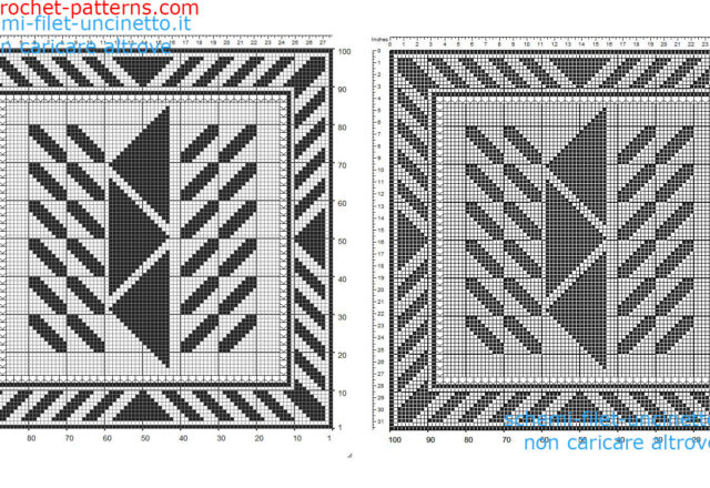 Free filet crochet doily square with geometric shapes