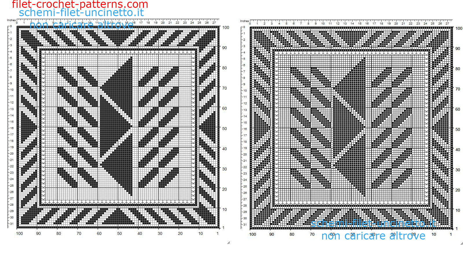 Free filet crochet doily square with geometric shapes