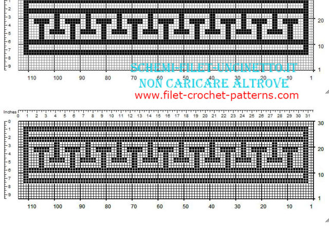 Free filet crochet greek pattern letter T shape