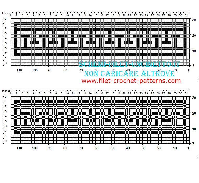 Free filet crochet greek pattern letter T shape