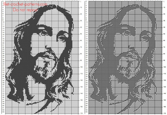 Free filet crochet pattern Jesus face 110 x 170 squares religious category