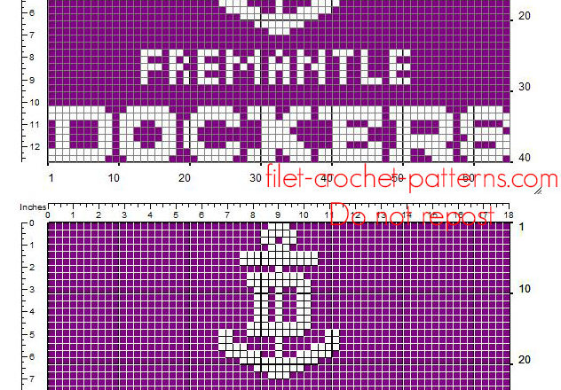 Free filet crochet pattern blanket with australian team logo Fremante Football Club
