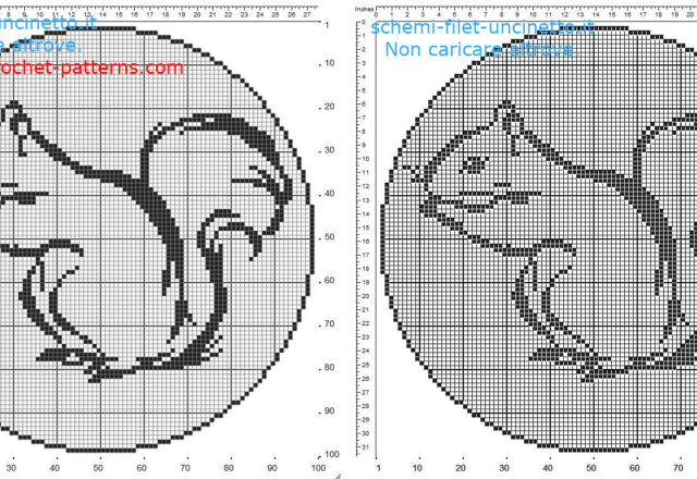 Free filet crochet pattern round doily with squirrel 100 squares