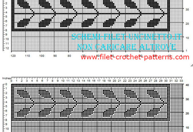 Free filet crochet pattern with leaves width 26 squares free download