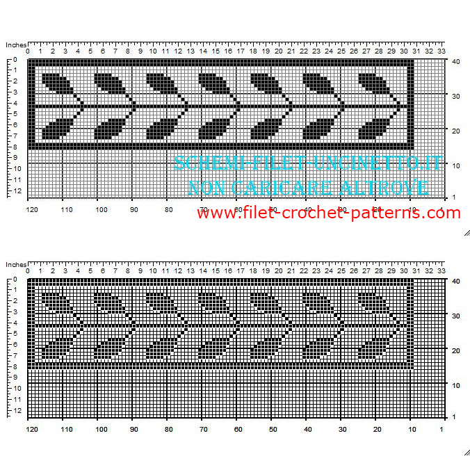 Free filet crochet pattern with leaves width 26 squares free download