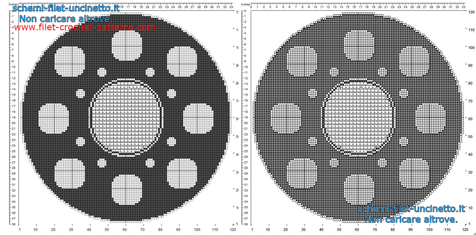 Free filet crochet round doily with circles and geometric shapes free pattern 120 squares