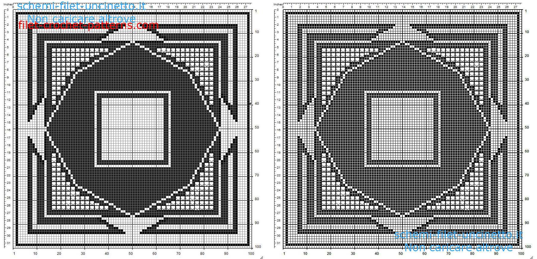 Free filet crochet square doily geometric with triangles 100 squares