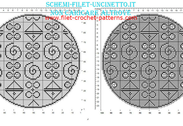 Free filet round doily theme sea 100 squares