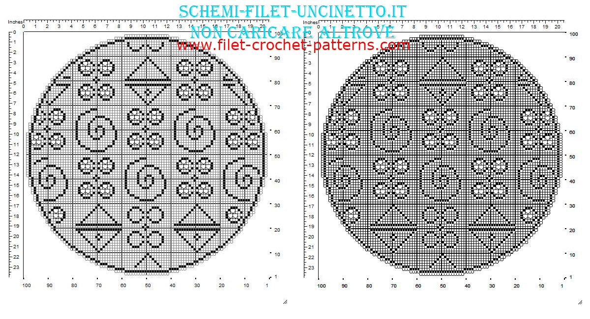 Free filet round doily theme sea 100 squares