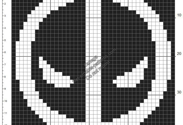 Free pattern crochet filet insert Deadpool 42x42