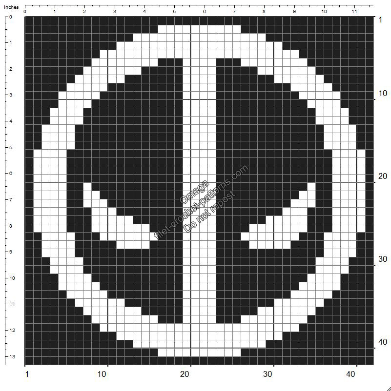 Free pattern crochet filet insert Deadpool 42x42