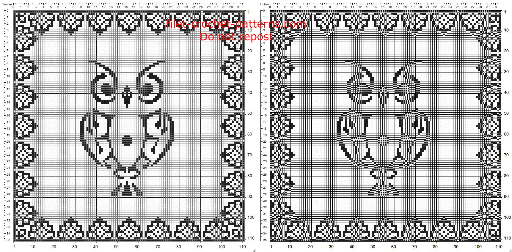 Free pattern download filet crochet square doily with owl and special border