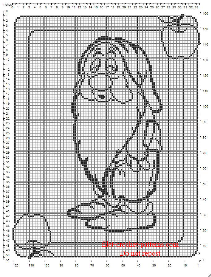 Free pattern filet baby blanket with Sleepy Dwarf of Disney