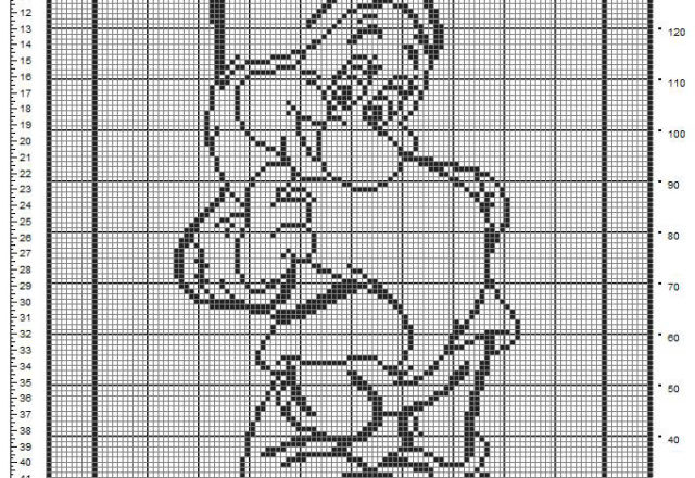 Free pattern filet croche baby blanket with Bashful Dwarf from The Seven Dwarfs Disney