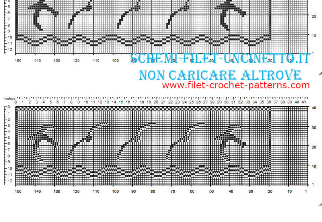 Free pattern filet crochet border with flying seagulls width 36 squares free download