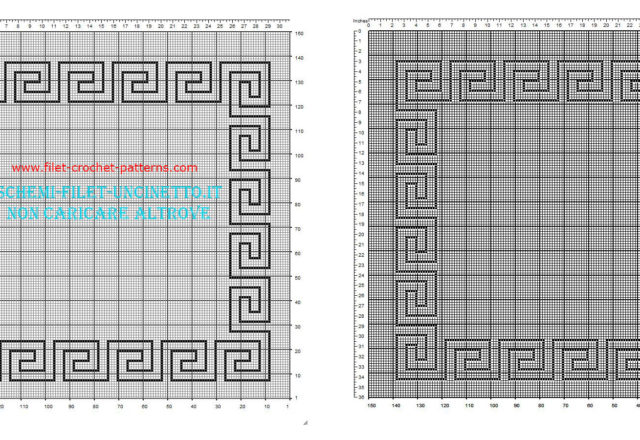 Free pattern filet crochet frame with geometric greeks