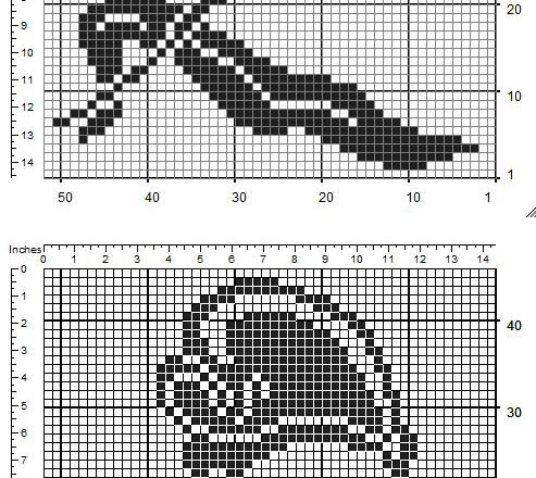 Free small insert crochet filet design flower Calla Lily 49 x 44 squares