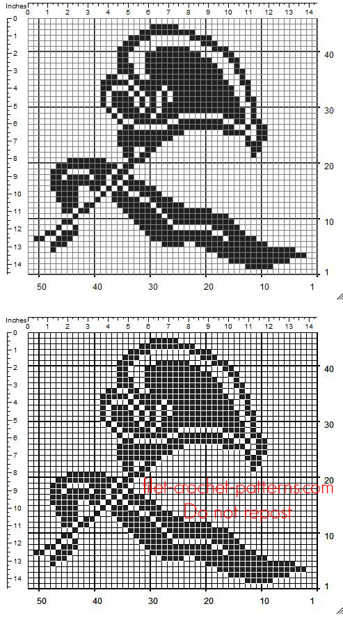 Free small insert crochet filet design flower Calla Lily 49 x 44 squares