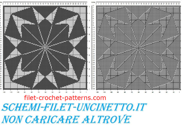 Geometric square doily free filet crochet pattern