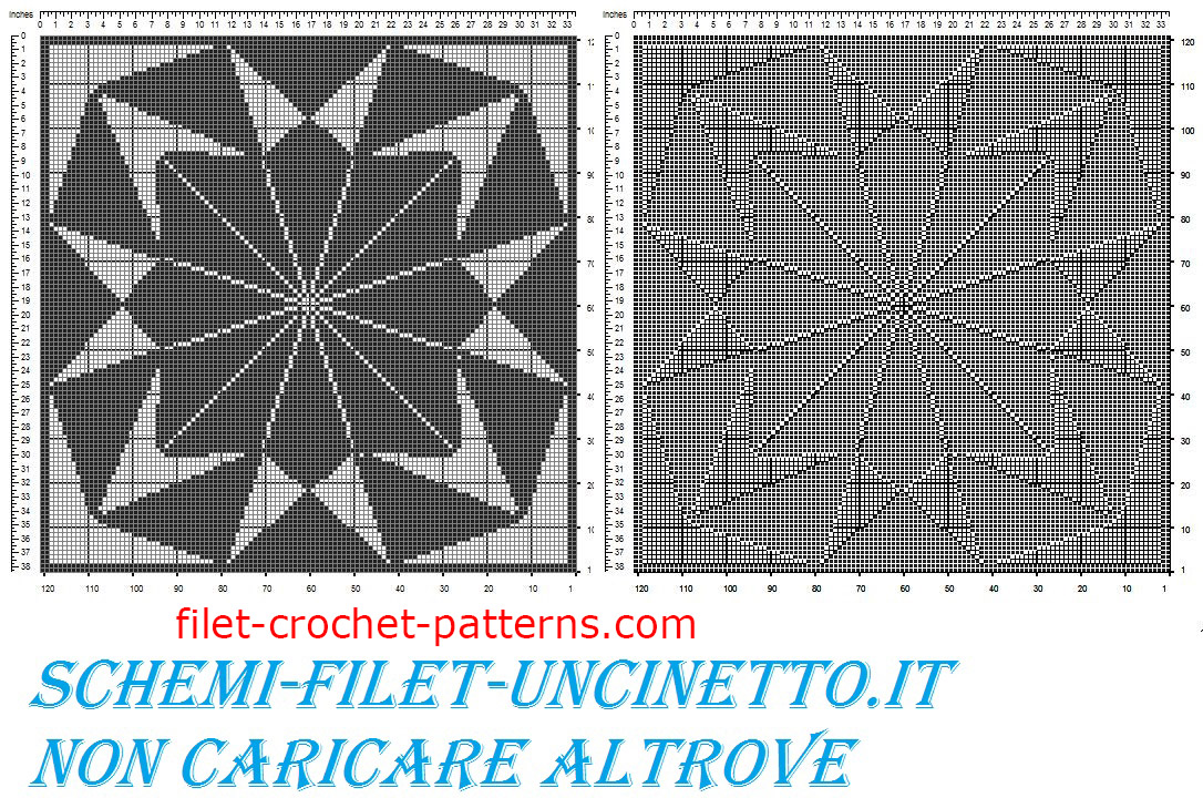 Geometric square doily free filet crochet pattern